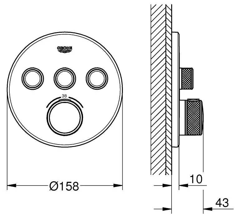 Baterie cada sau dus termostatata Grohe SmartControl negru mat