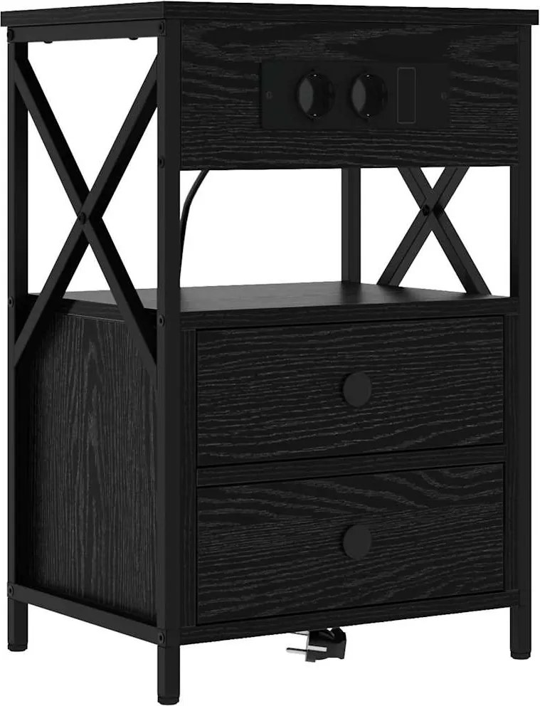 vidaXL Dulap de noapte Stejar Negru 40 x 31 x 60 cm Lemn compozit