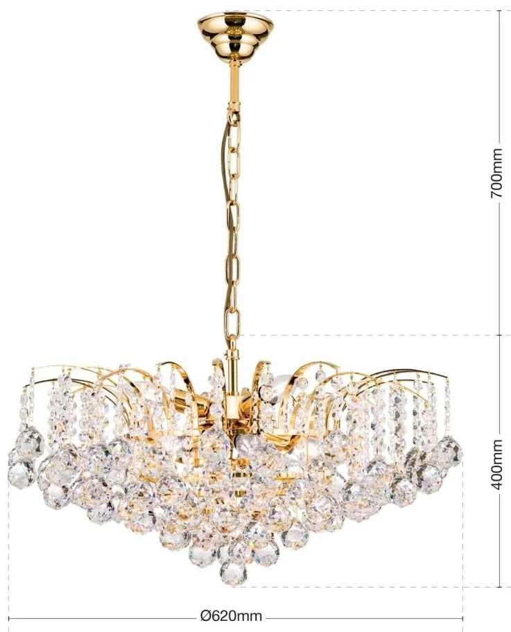 Candelabru cristal Asfour design lux KRISTALL KLASSISCH 9L gold/clear