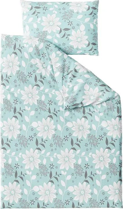 Set lenjerie de pat krep GABRIELA albastru + cearsaf Jersey 90 x 200 cm alb, pat single