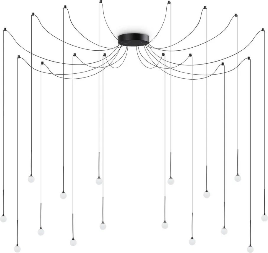 Ideal Lux - Lustră LED suspendată pe cablu LUCCIOLA, 16 x LED, 16 W, 230 V, CRI 90, design tip păianjen, negru