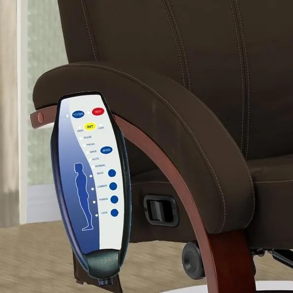 Fotoliu de masaj relaxant, reglabil și cu încălzire VINTAGE - maro