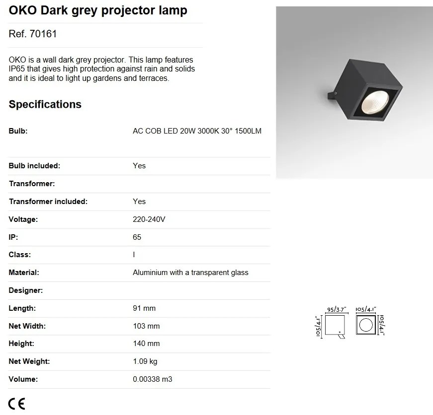 Aplica tip Proiector LED de exterior IP65 OKO