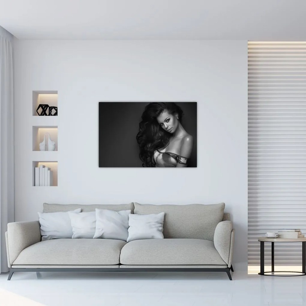 Tablou - Portretul unei femei seducătoare, alb-negru (90x60 cm)