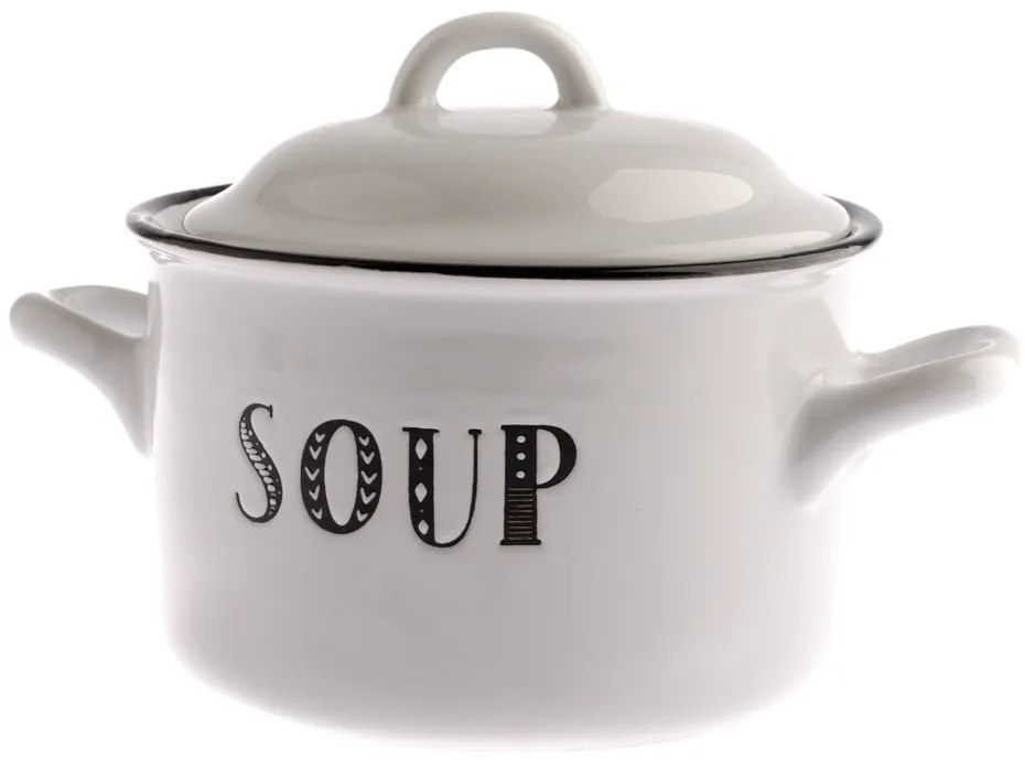 Oală cu capac din ceramică pentru servire ciorbă / supă 700 ml Soup- Dakls