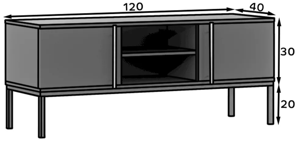 Dulap TV LANZZI 120x40 cm, negru