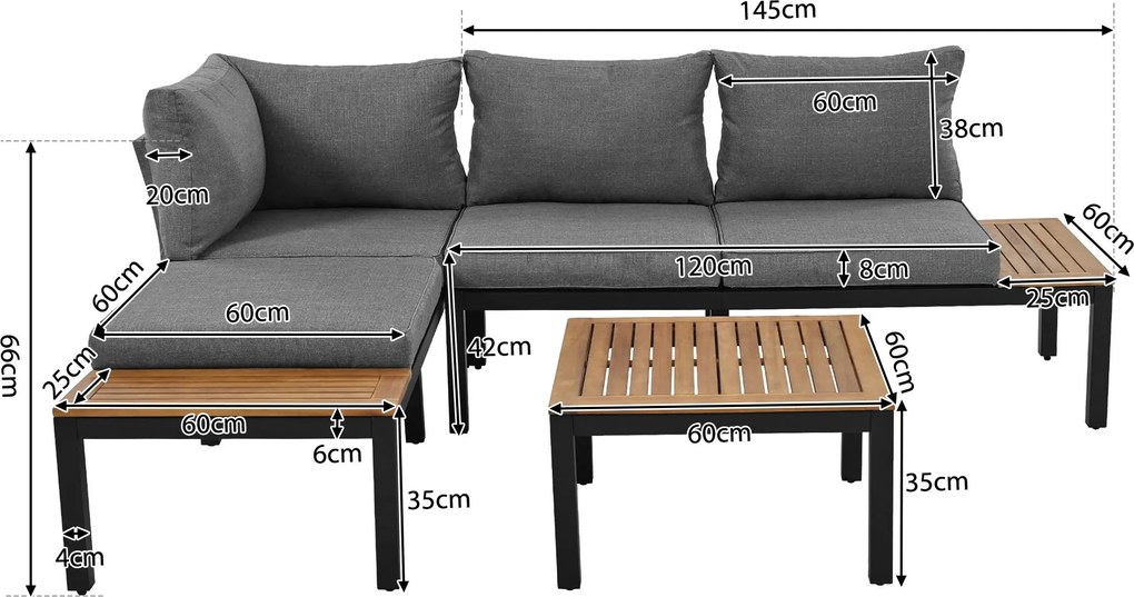 Set mobilier de grădină, Gri | Aosom Romania