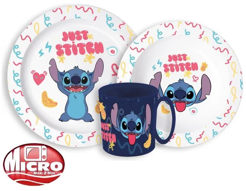 Disney Lilo și Stitch Palms Set de masă Disney Lilo &amp; Stitch, Set plastic micro cu cană de 265 ml