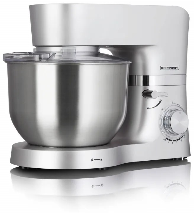 Mixer planetar Heinrich's HKM 6278, 1300W, 6,2 litri, 10 viteze, Puls, Protectir, Argintiu