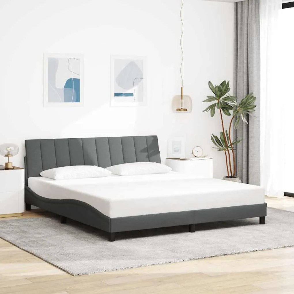 vidaXL Cadru de pat fără saltea, gri închis, 180x200 cm, textil