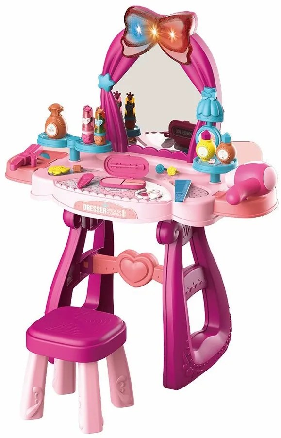 Baby Mix Masă de toaletă pentru copii cu scaunroz, 57 x 29 x 69,5 cm