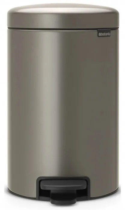Cos de gunoi cu pedala Brabantia NewIcon 649027, 12 L, Inchidere lina, bază antiderapantă, gri