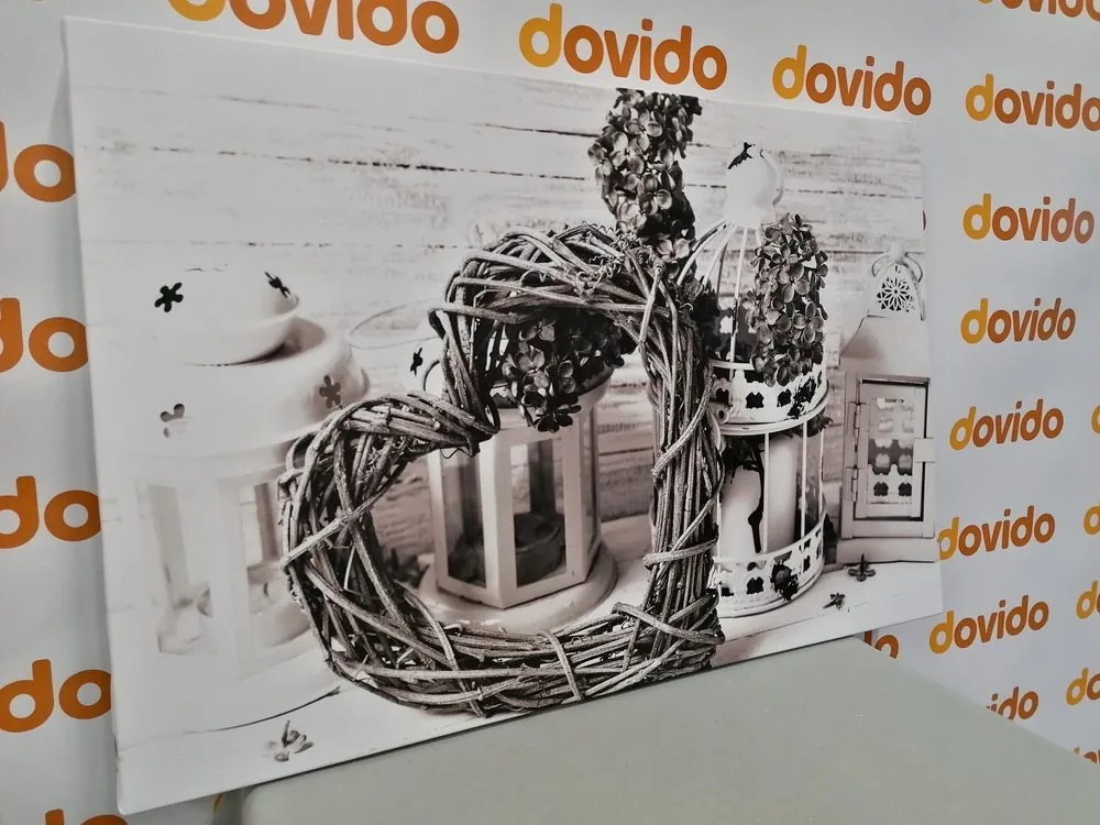 Tablou cu o atingere vintage în design alb-negru