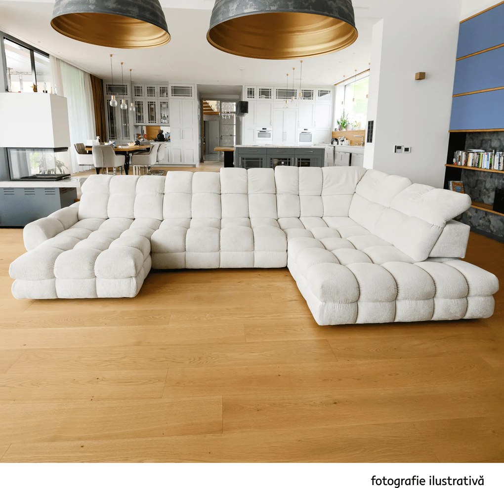 Set canapea extensibilă cu funcţie de extensie electrică, crem, pe stânga, TOLLO L ROH
