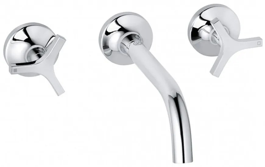 Baterie lavoar incastrata Kludi Nova Fonte Deco crom lucios cu corp ingropat si pipa 18 cm