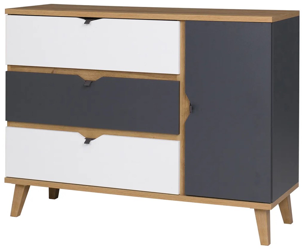 Comodă Mimone K1D3SZ (Stejar auriu + Alb mat + grafit). 1051784