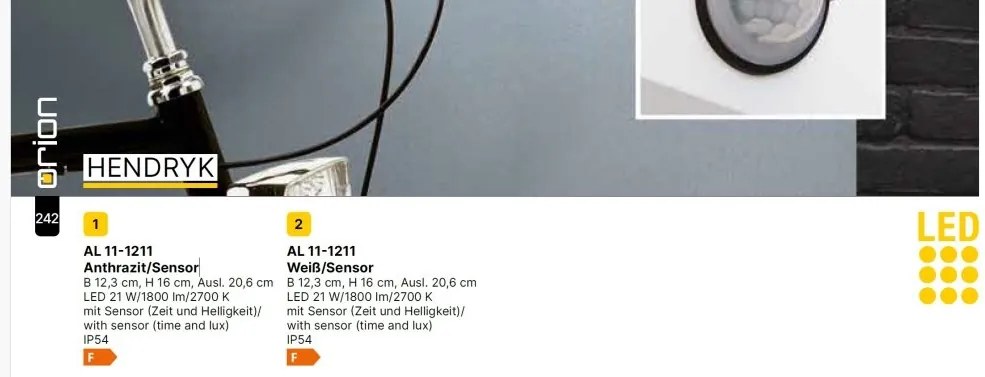 Aplica LED de exterior cu senzor de miscare IP54 HENDRYK antracit