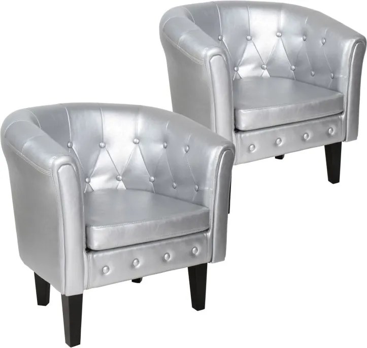 MIADOMODO MIADOMODO Set de fotolii Chesterfield, argintiu