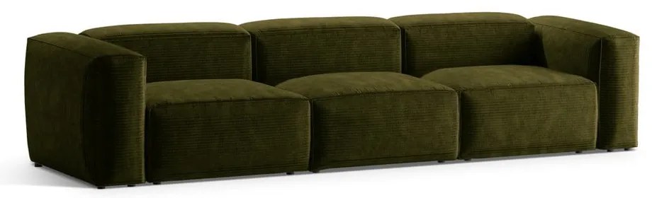 Canapea verde cu tapițerie din catifea reiată 364 cm Bergamo – Cosmopolitan Design