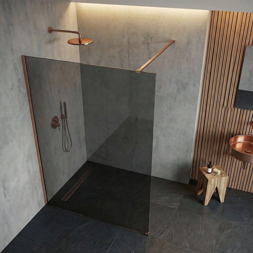 Paravan de dus Rea Flexi Grey / Brush Copper 140