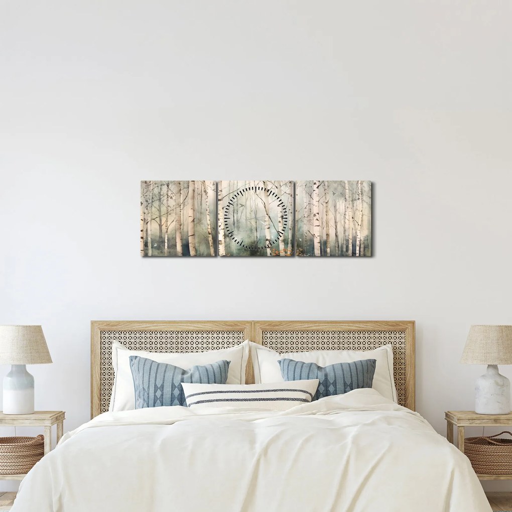Tablou - Desenarea unui model de pădure (cu ceas) (90x30 cm)