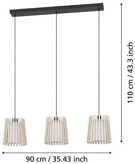 Lustră pe cablu Eglo 900903 FATTORIA 3xE27/25W/230V