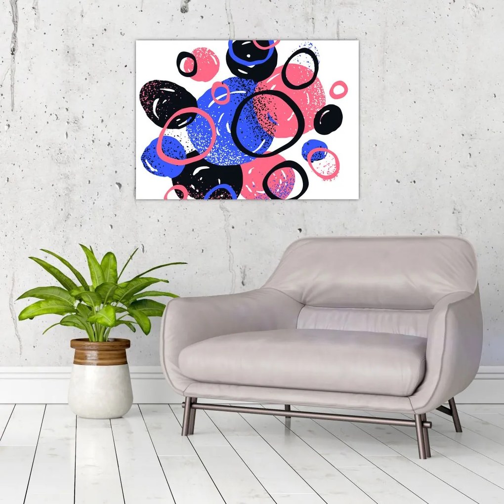 Tablou pe sticlă - Motiv cercuri în culori vii (70x50 cm)