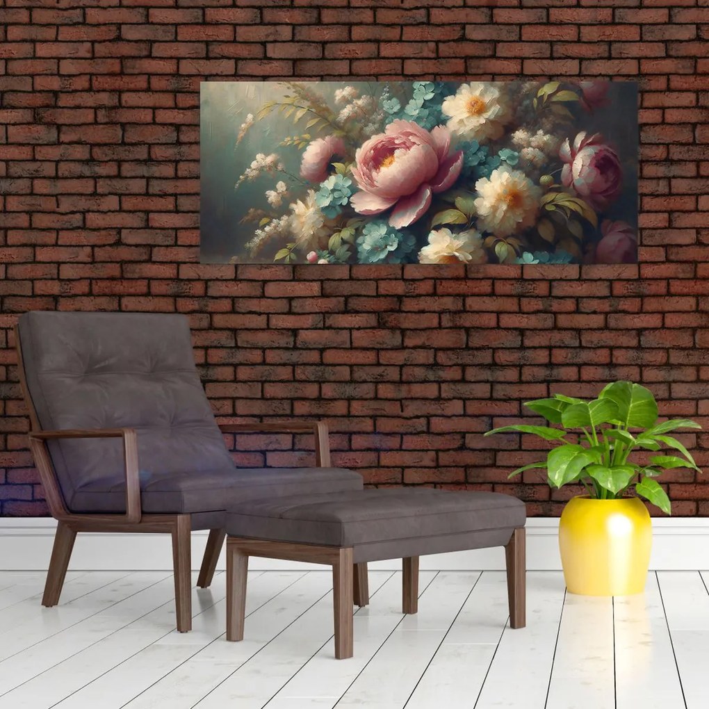 Tablou - Natură moartă cu flori - pictură (120x50 cm)