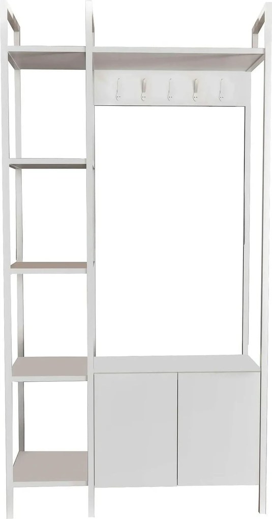 Mobilier hol DOGA, alb, PAL melaminat/metal, 90x35x175 cm