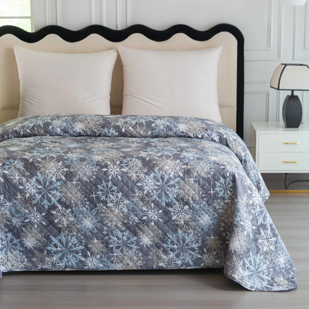 Cuvertura de pat SNOWFLAKE, albastru-gri Dimensiune: 220 x 240 cm