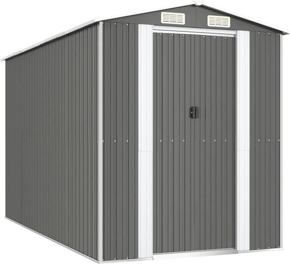 vidaXL Șopron de grădină, gri deschis, 192x357x223 cm, oțel galvanizat