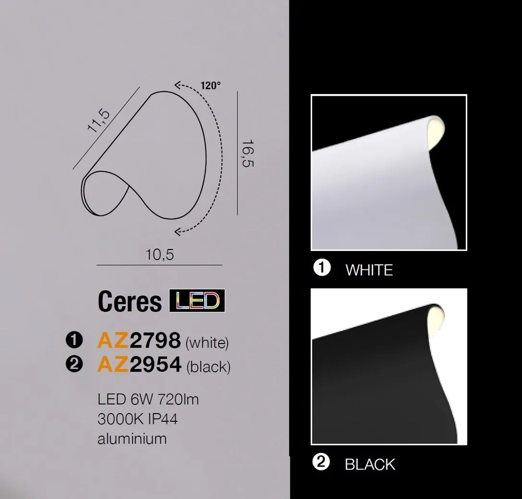 Aplica LED directionabila cu lumina ambientala IP44 Ceres alba