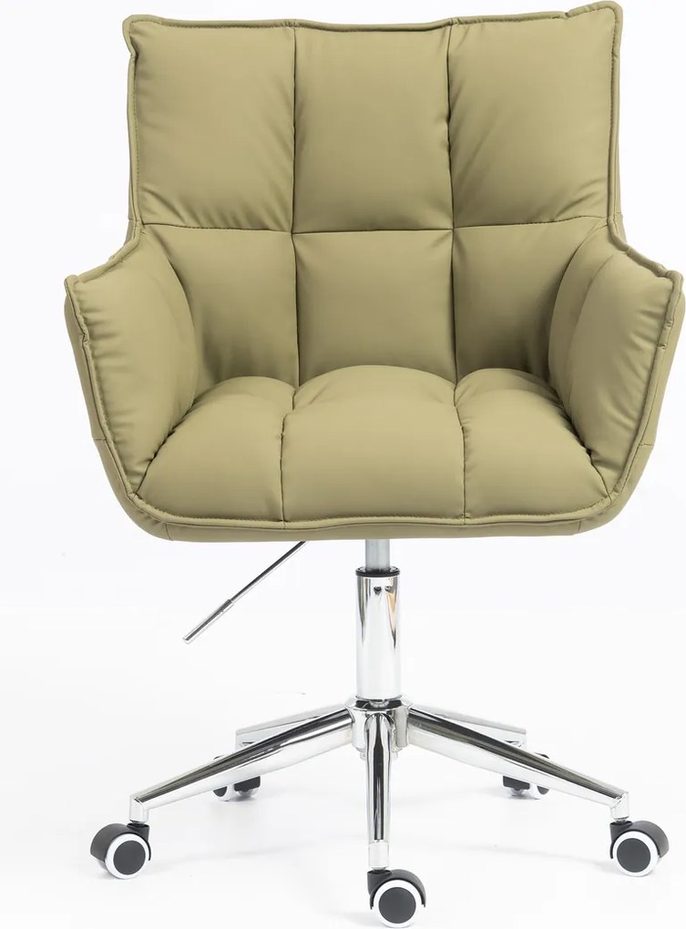 HR560K Scaun Khaki Piele Ecologica Premium Soft cu Bază Cromata