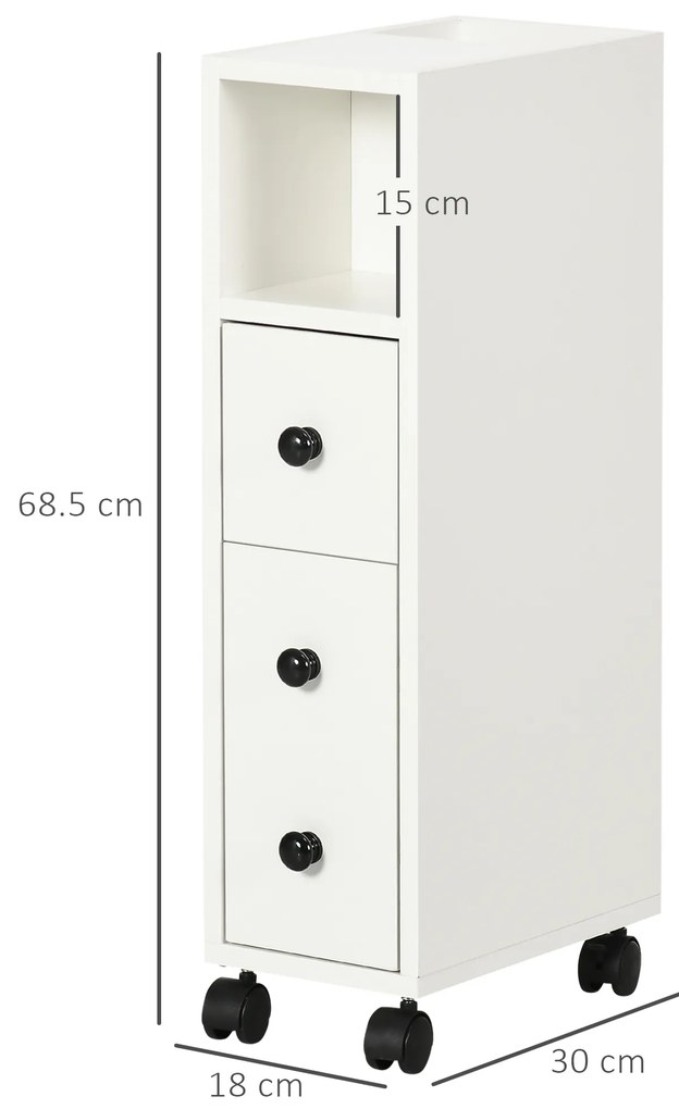 kleankin Suport hârtie igienică - Dulap pentru hârtie igienică - 3 nivele + Orificiu pentru hârtie Panouri aspect alb | Aosom Romania