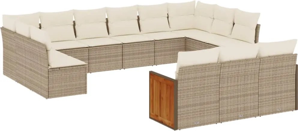 vidaXL Set canapele de grădină, 13 piese, cu perne, bej, poliratan
