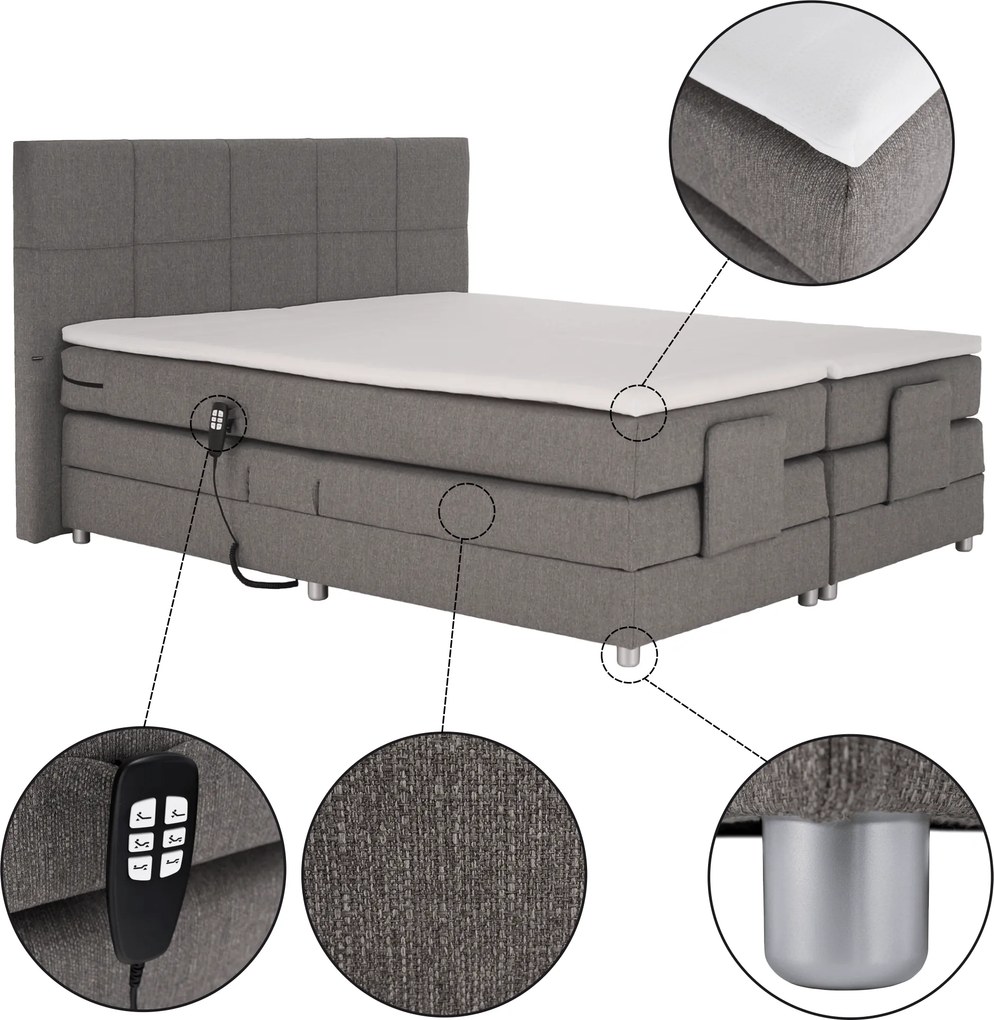 Pat electric reglabil, arcuri, gri, 160x200, MURKO NEW