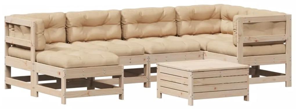 3250912 vidaXL Set mobilier de grădină cu perne, 7 piese, lemn masiv de pin
