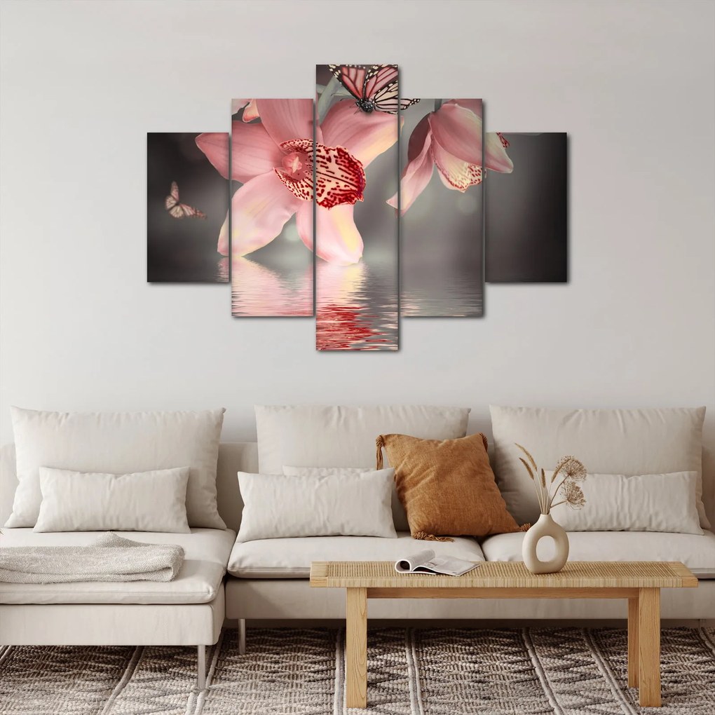 Tablou - Flori și fluture (150x105 cm)
