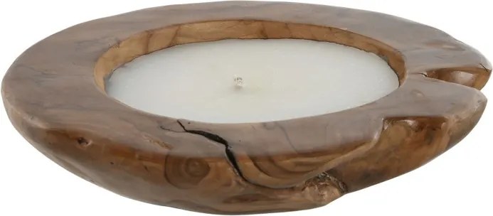 Lumânare decorativă tip ceară, stil natural rustic, culoare naturală, din ceară și lemn de tec, „Teak”