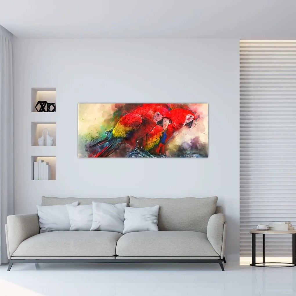 Tablou - Papagali roșii ara (120x50 cm)