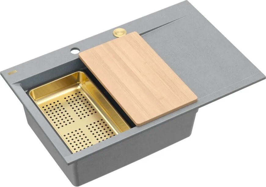 Statie de lucru incastrata Quadron Josh 111 finisaj gri silver stone - auriu 78x50 cm