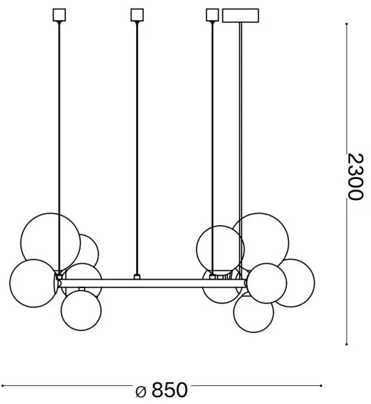 Lustră LED pe cablu Ideal Lux PERLAGE 14xG9/3W/230V d. 85 cm auriu/fumuriu