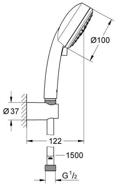 Set de dus Grohe Tempesta Cube 110 cu porter si 3 functii