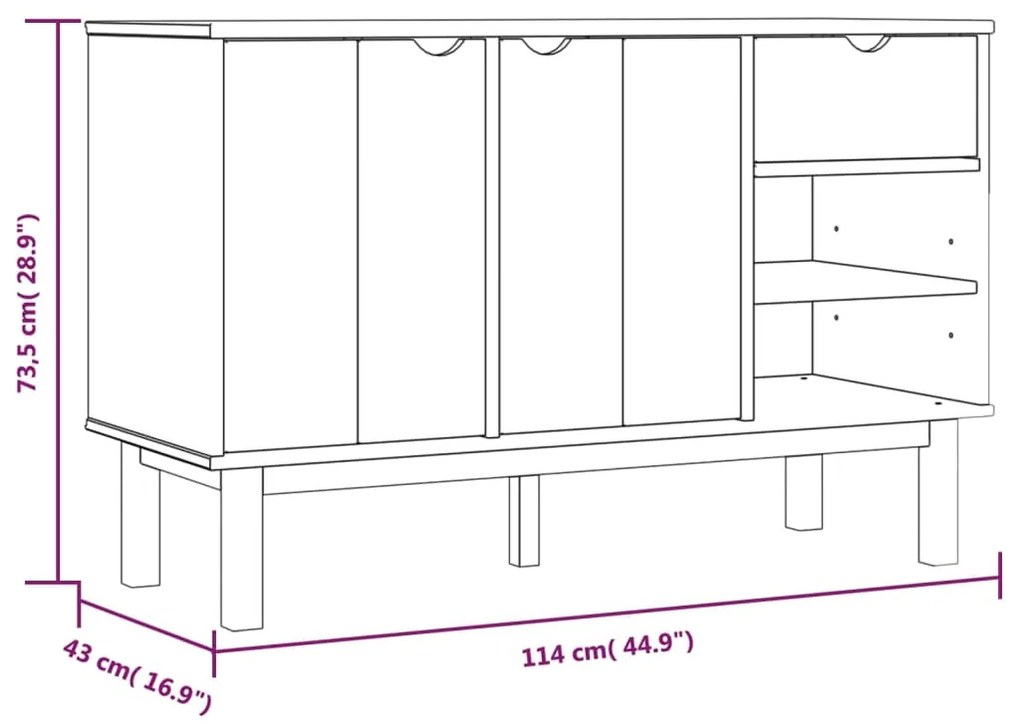 Servanta, maro si gri, 114x43x73,5 cm, lemn masiv de pin 1, Maro  si gri