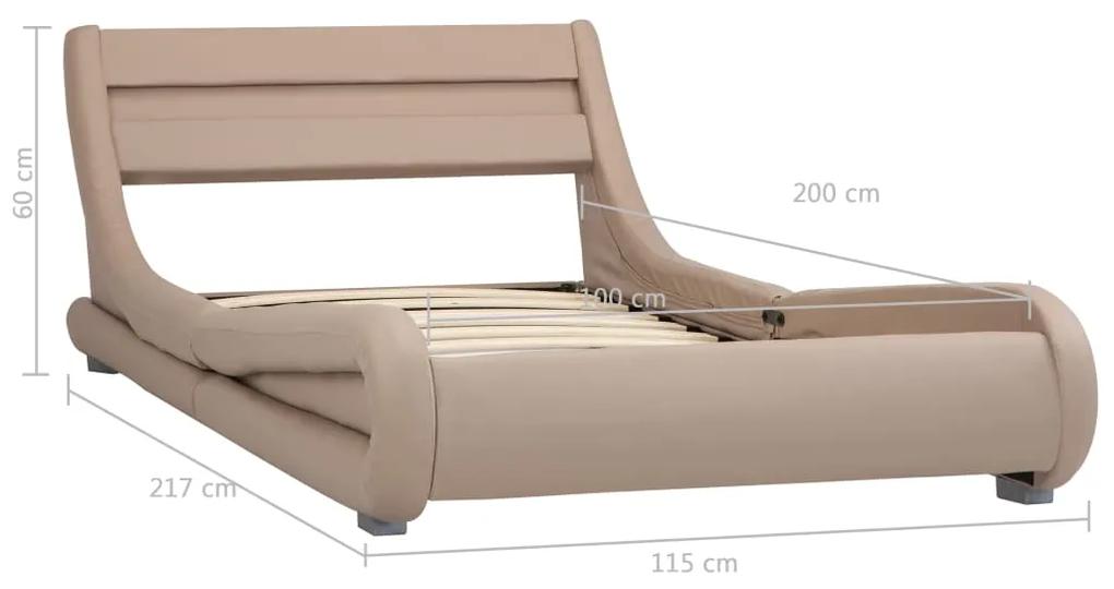 Cadru de pat cu LED, cappuccino, 100 x 200 cm, piele ecologica Cappuccino, 100 x 200 cm