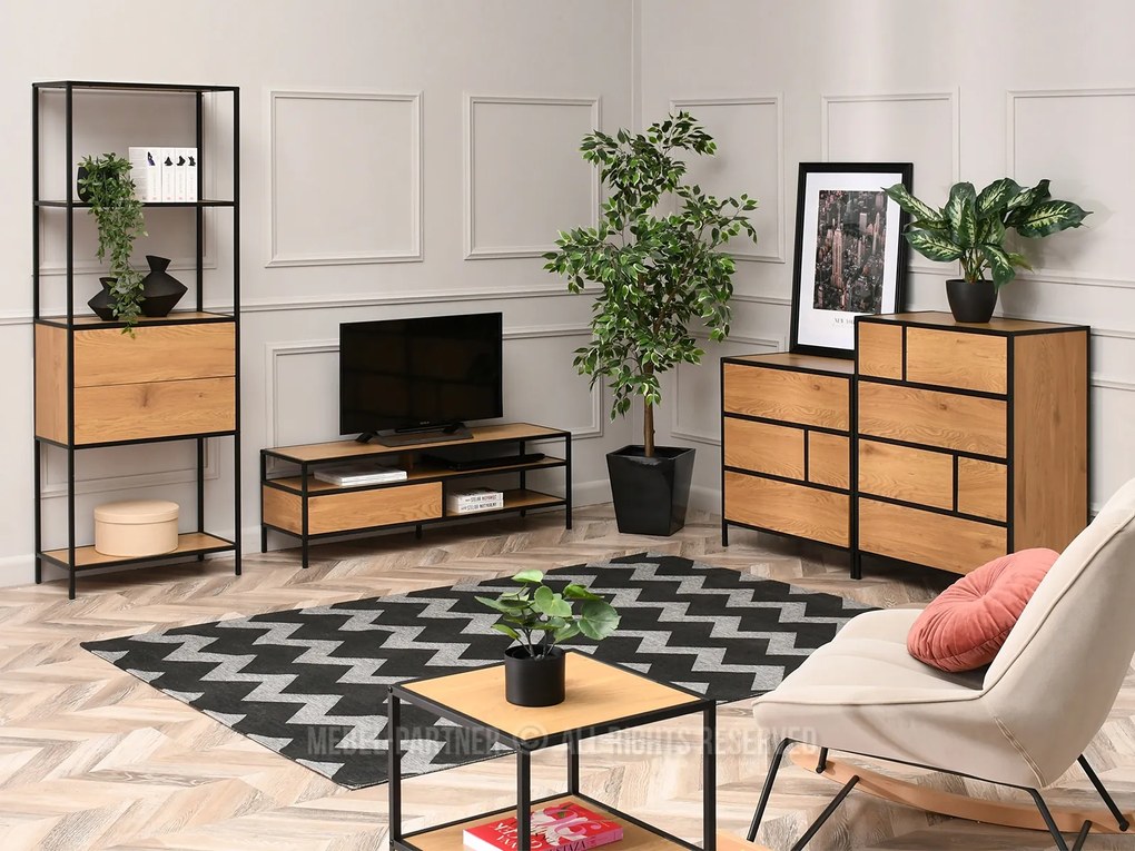 Comodă Soren Kom (stejar + negru). Promo -17%. 1110766