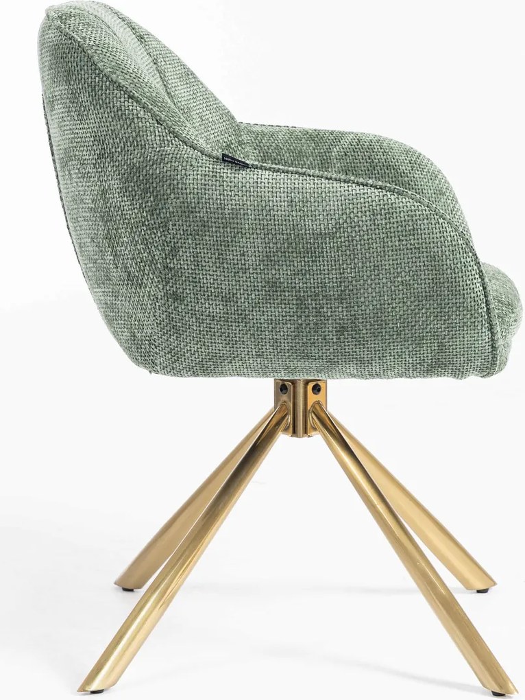 HR2055 BAZĂ STEA Scaun Verde Salvie Grid Premium cu Bază Aurie