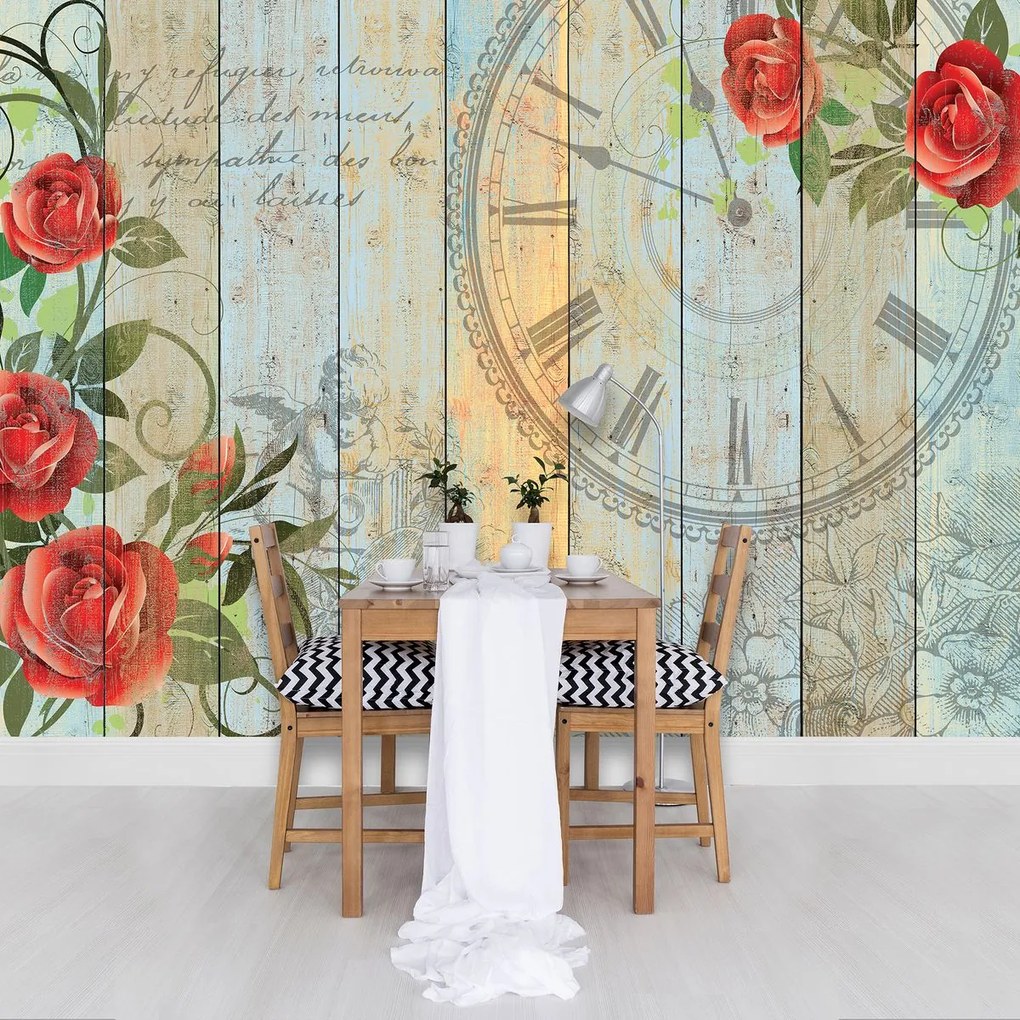 Fototapet - Ceas din lemn (152,5x104 cm)