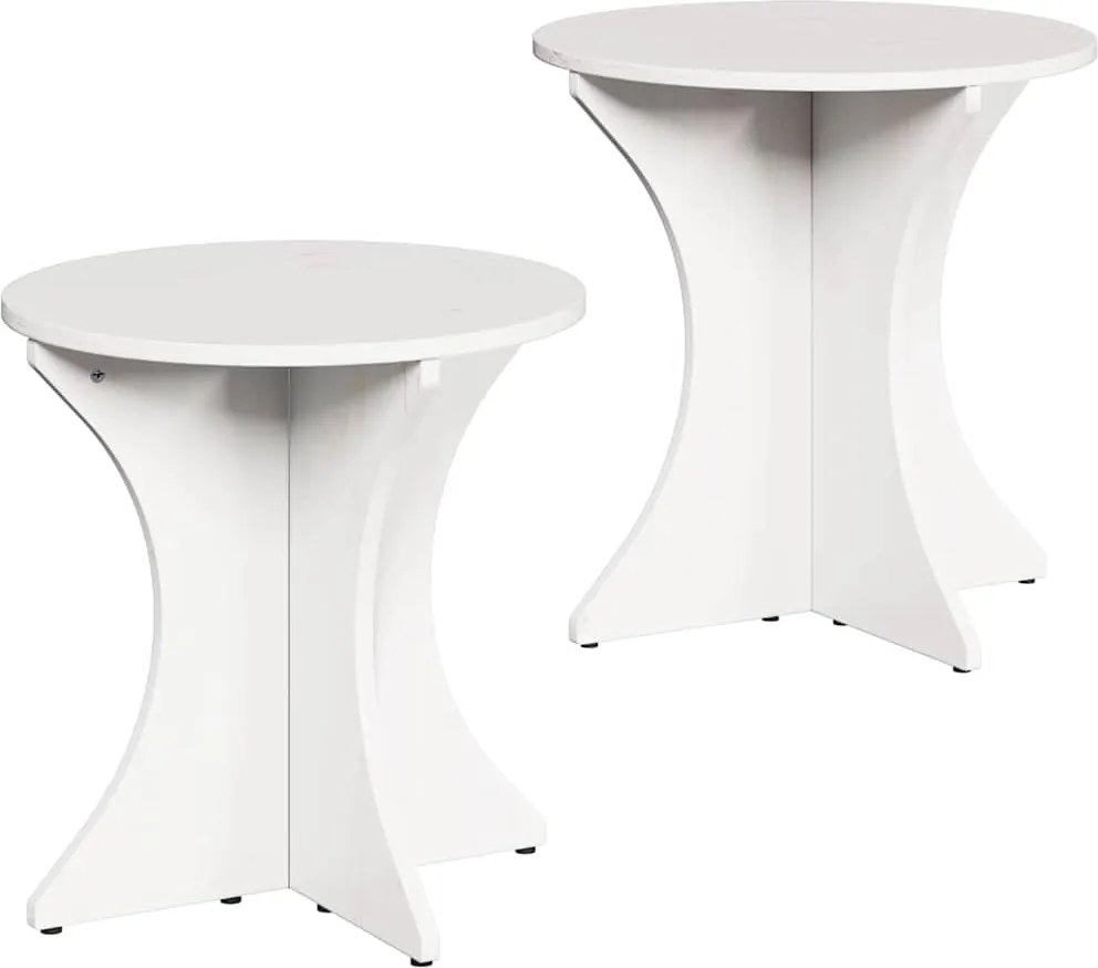 vidaXL Masă de cafea 2 pcs Alb Lemn masiv de pin