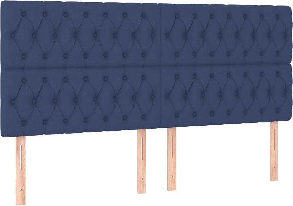 vidaXL Tăblie de pat albastră 180x7x118/128 cm, material textil